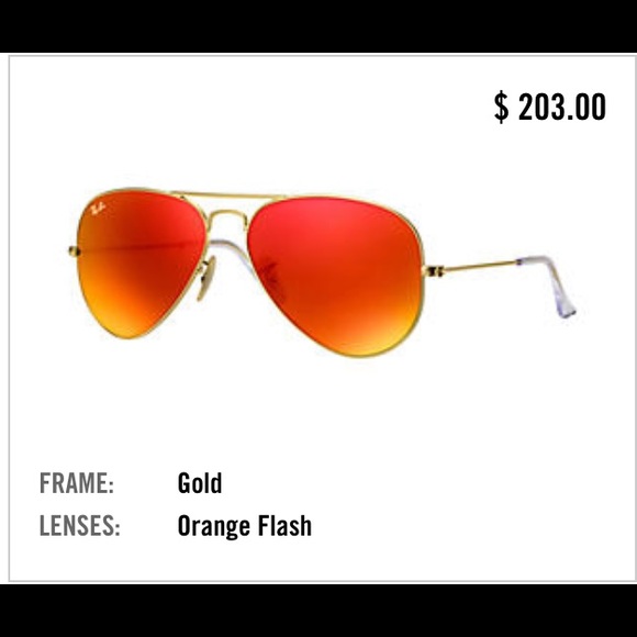 AUTHENTIC Ray-Ban Aviators Red Orange Flash Lenses